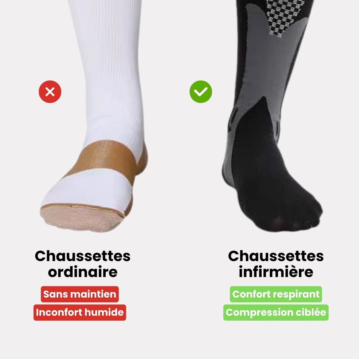 Chaussettes Jambes Légères pour Infirmières (20 - 30 mmHg) - Semello.fr
