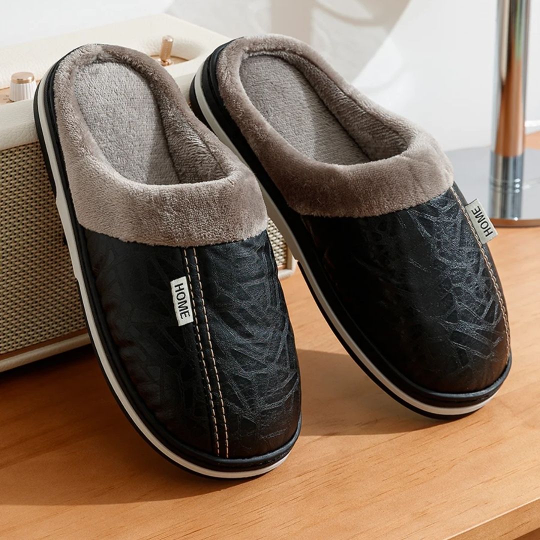 Pantoufles Grande Taille en Cuir Homme | Élégance & Isolation - Semello.fr
