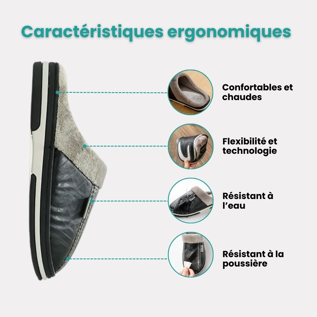 Pantoufles Grande Taille en Cuir Homme | Élégance & Isolation - Semello.fr