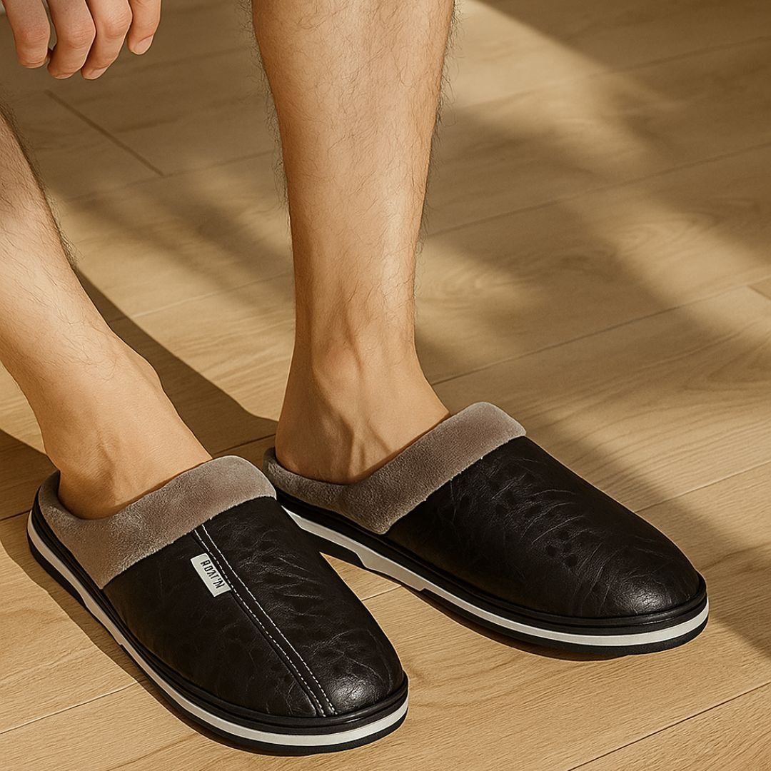 Pantoufles Grande Taille en Cuir Homme | Élégance & Isolation - Semello.fr
