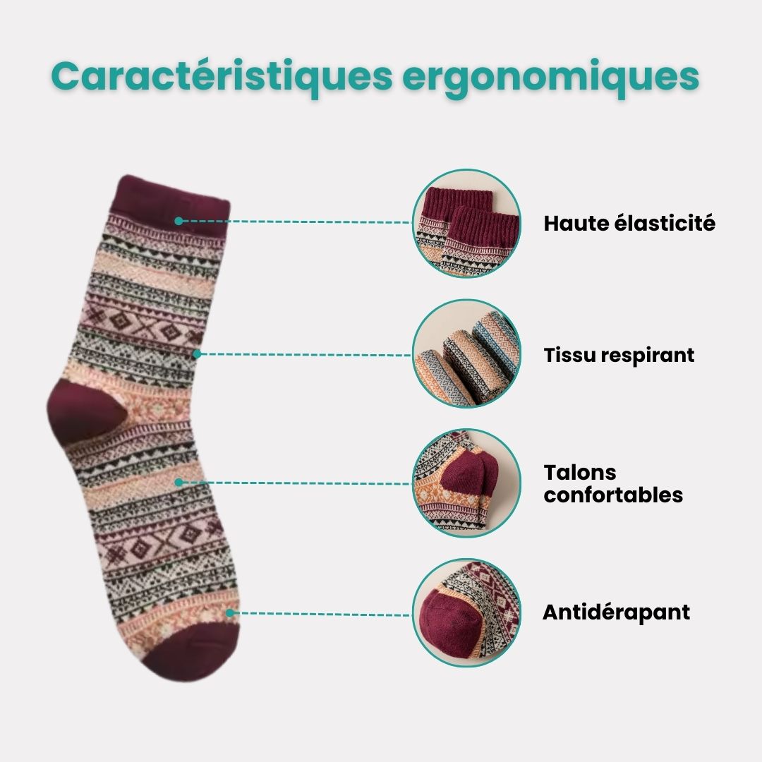 Chaussettes Laine Femme 4 paires – Confort & Isolation Hiver