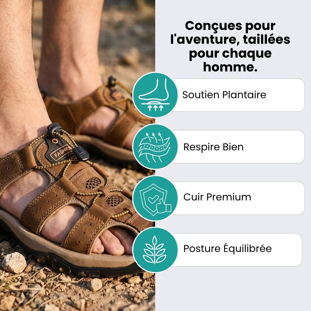 Sandales Orthopédiques en Cuir – Élégance & Maintien Premium