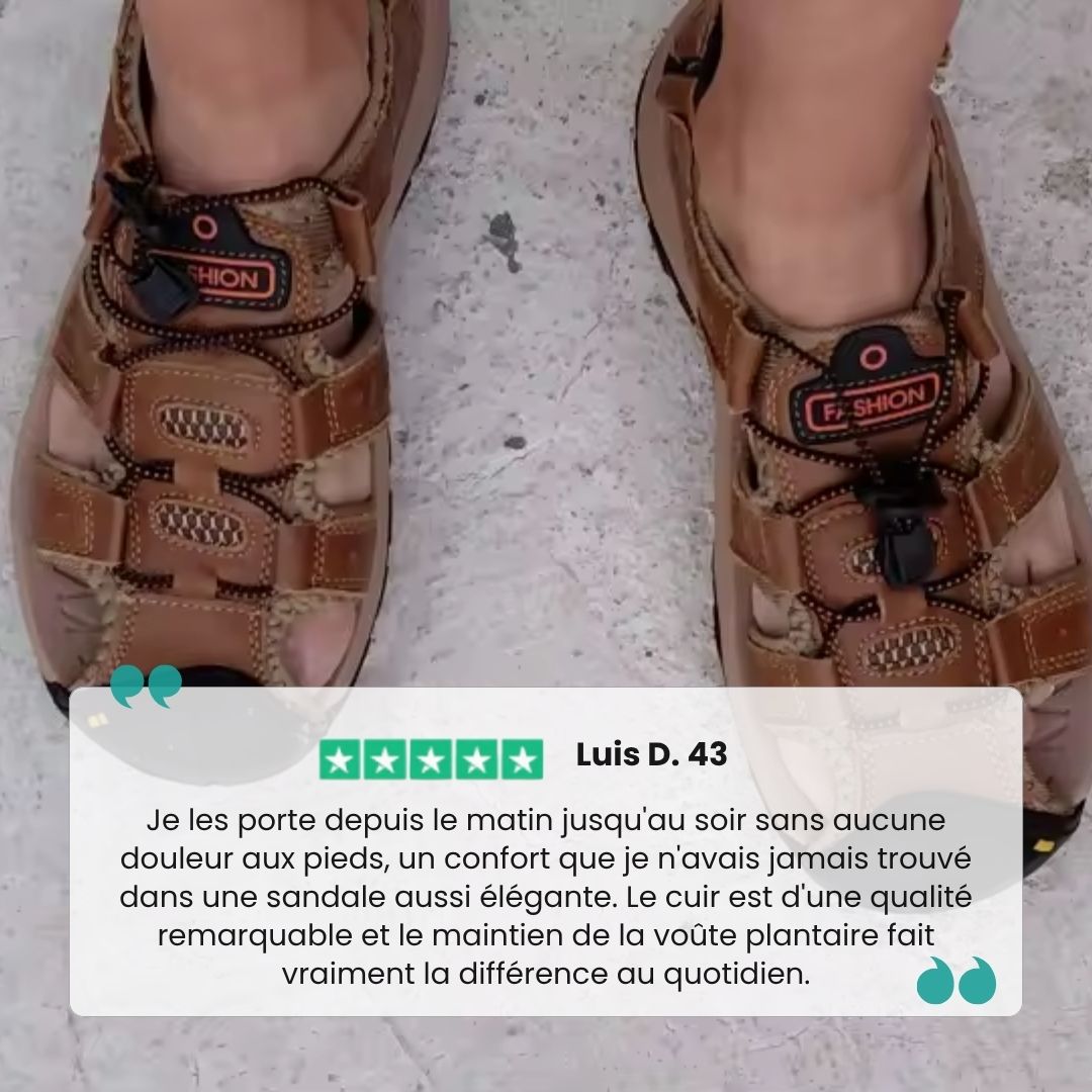 Sandales Orthopédiques en Cuir – Élégance & Maintien Premium