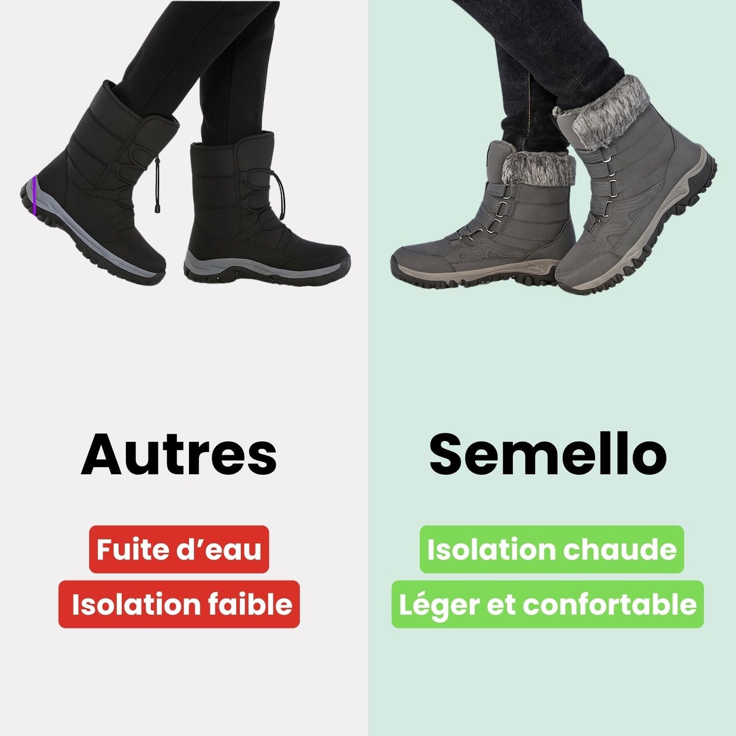 Botte de neige chaude et imperméable - Semello.fr