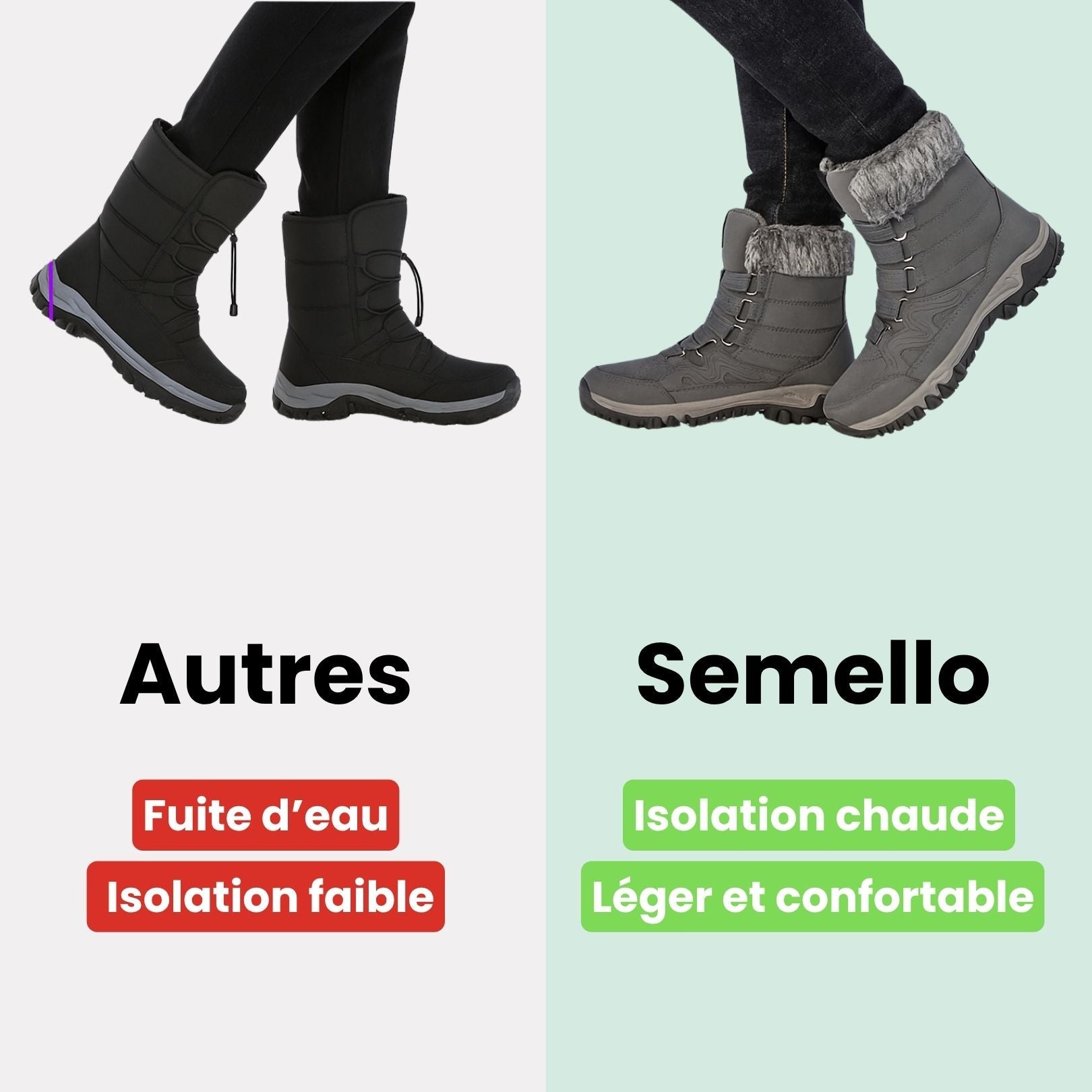 Botte de neige chaude et imperméable - Semello.fr