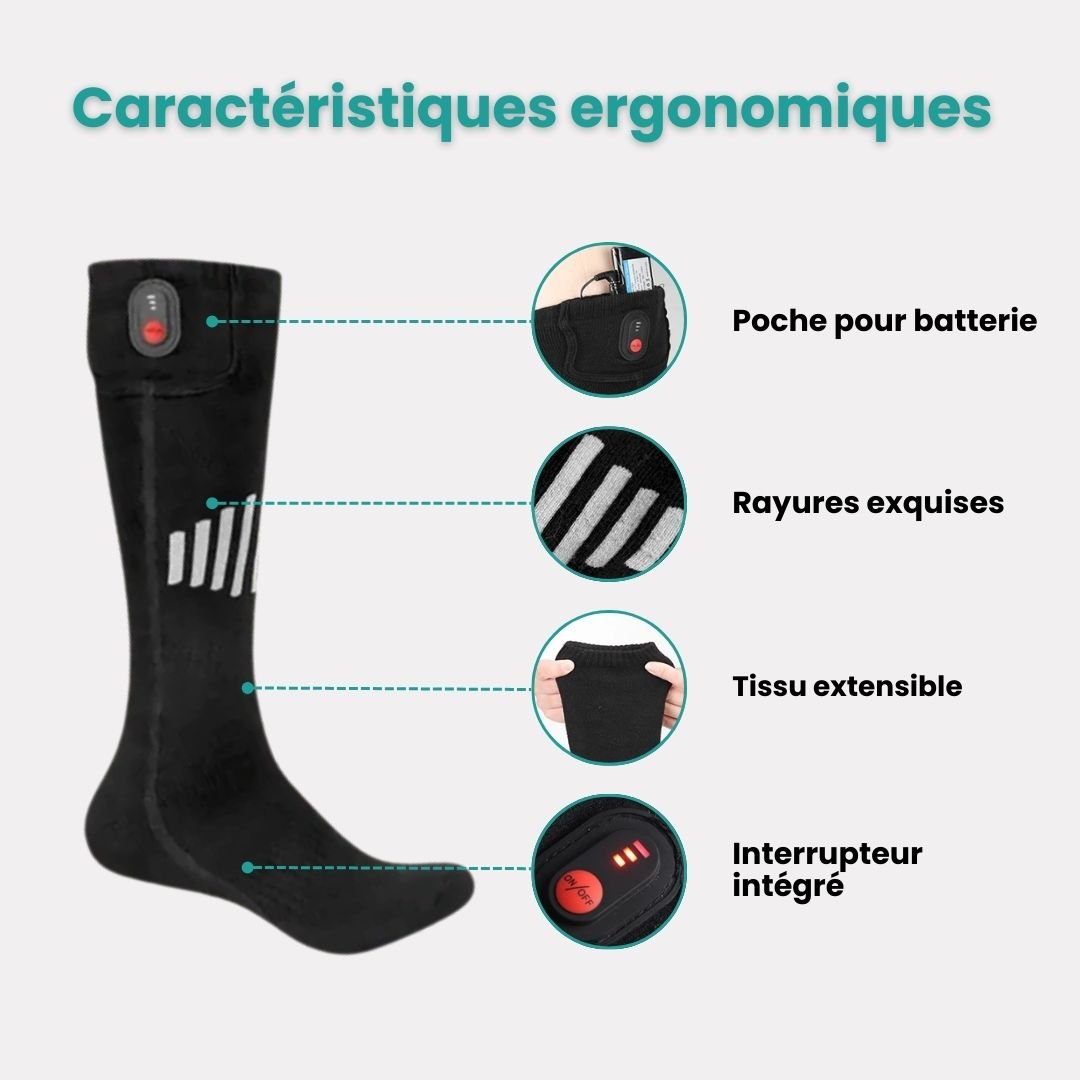 Chaussettes Chauffantes Sport – Ski, Randonnée & Pêche (Taille Universelle) - Semello.fr