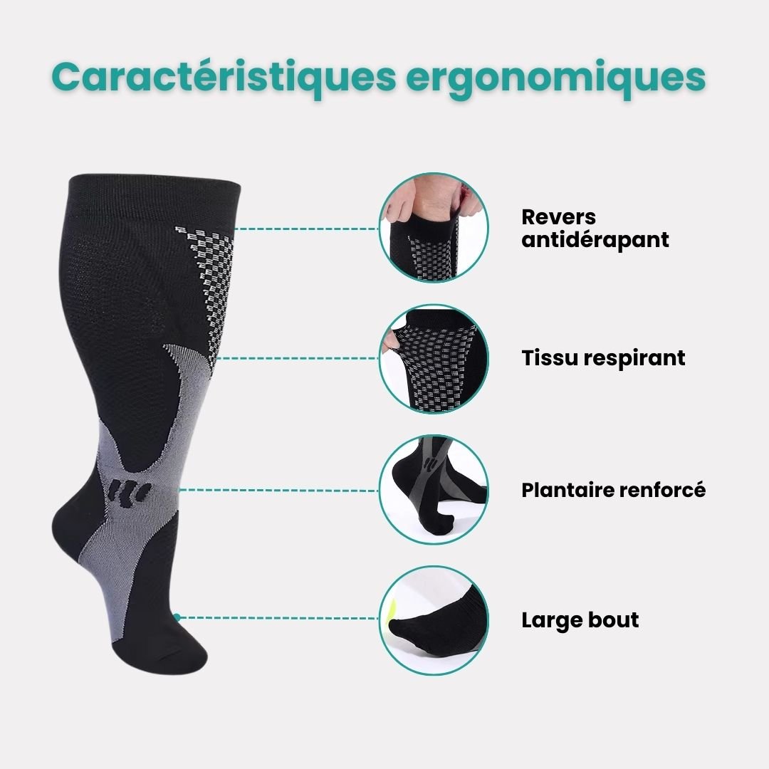Chaussettes de Compression Grandes Tailles – 2XL à 4XL - Semello.fr