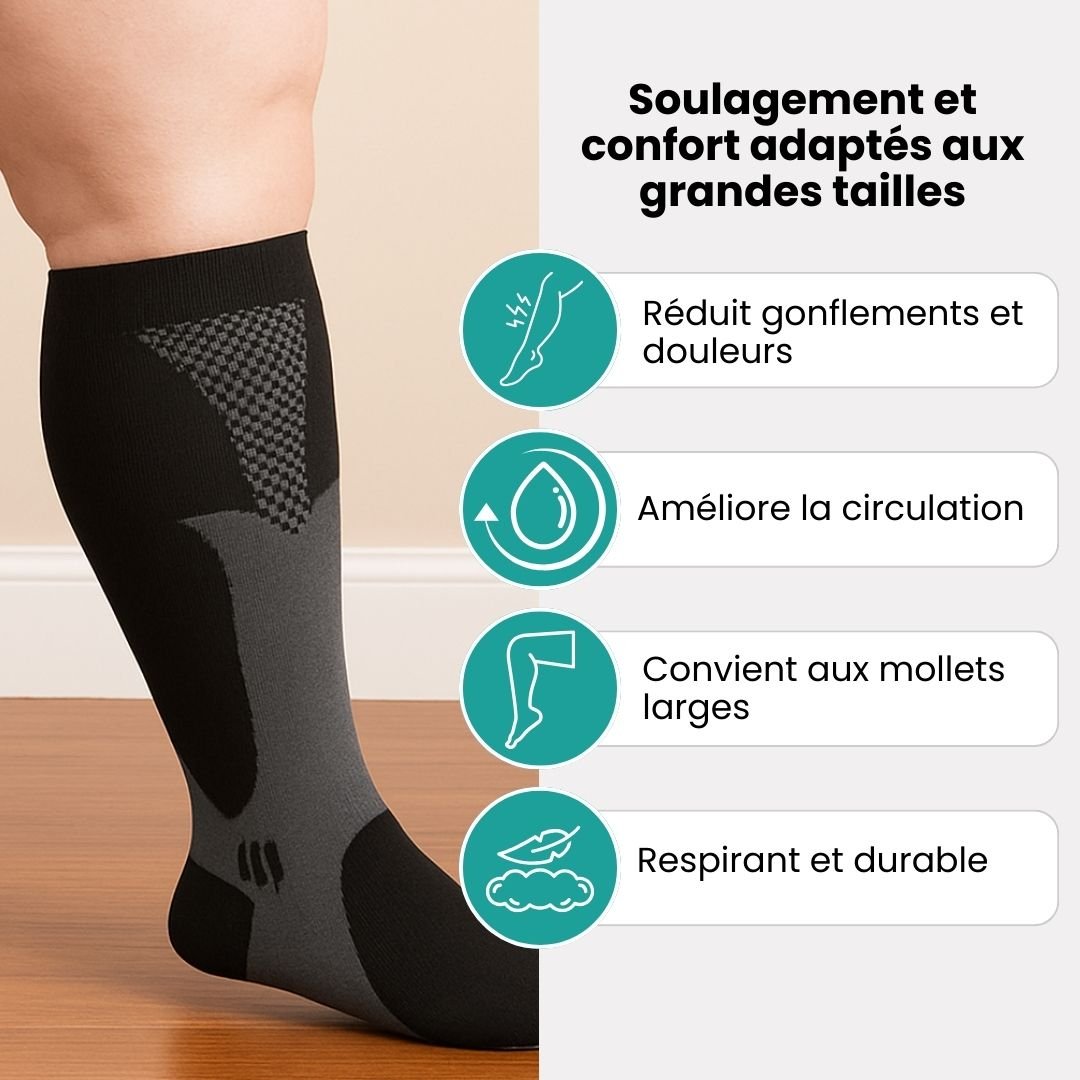 Chaussettes de Compression Grandes Tailles – 2XL à 4XL - Semello.fr