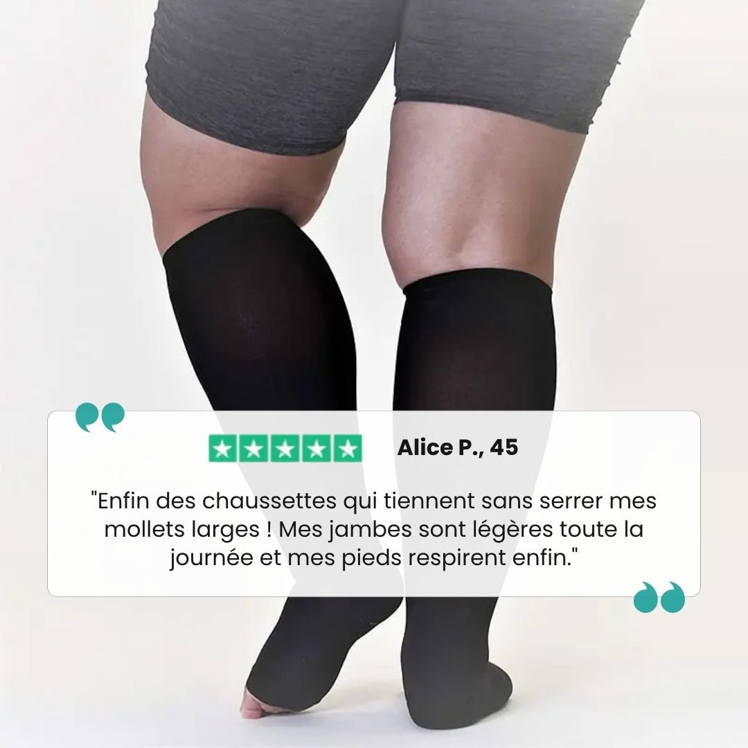Chaussettes de Compression Ouvertes – Grand Format & Mollets Larges - Semello.fr