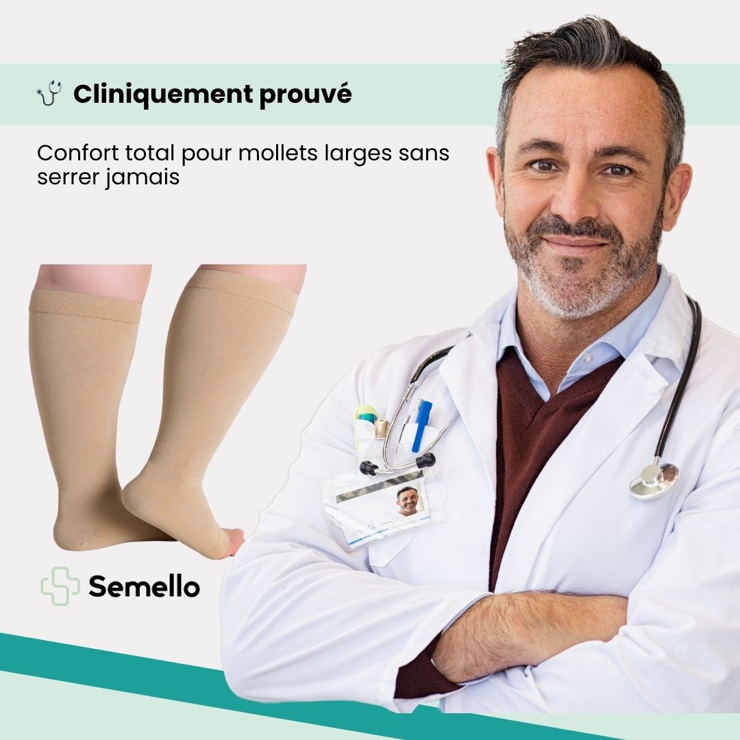 Chaussettes de Compression Ouvertes – Grand Format & Mollets Larges - Semello.fr