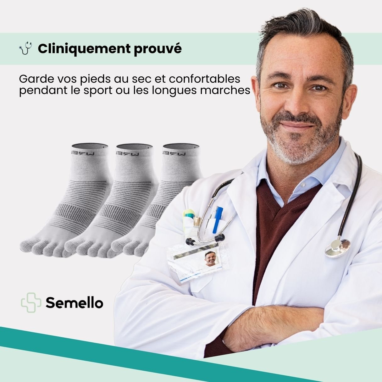 Chaussettes de sport 5 doigts | Anti - ampoules & respirantes - Semello.fr