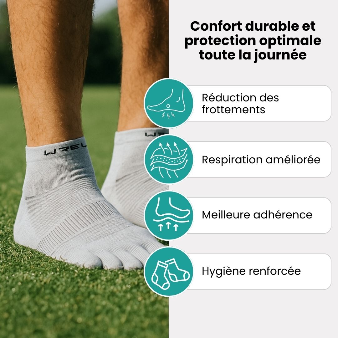 Chaussettes de sport 5 doigts | Anti - ampoules & respirantes - Semello.fr
