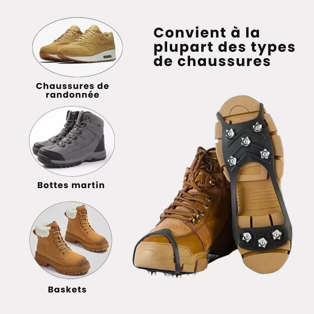 Crampons Antidérapants pour Chaussures – 8 Dents, Neige & Randonnée - Semello.fr