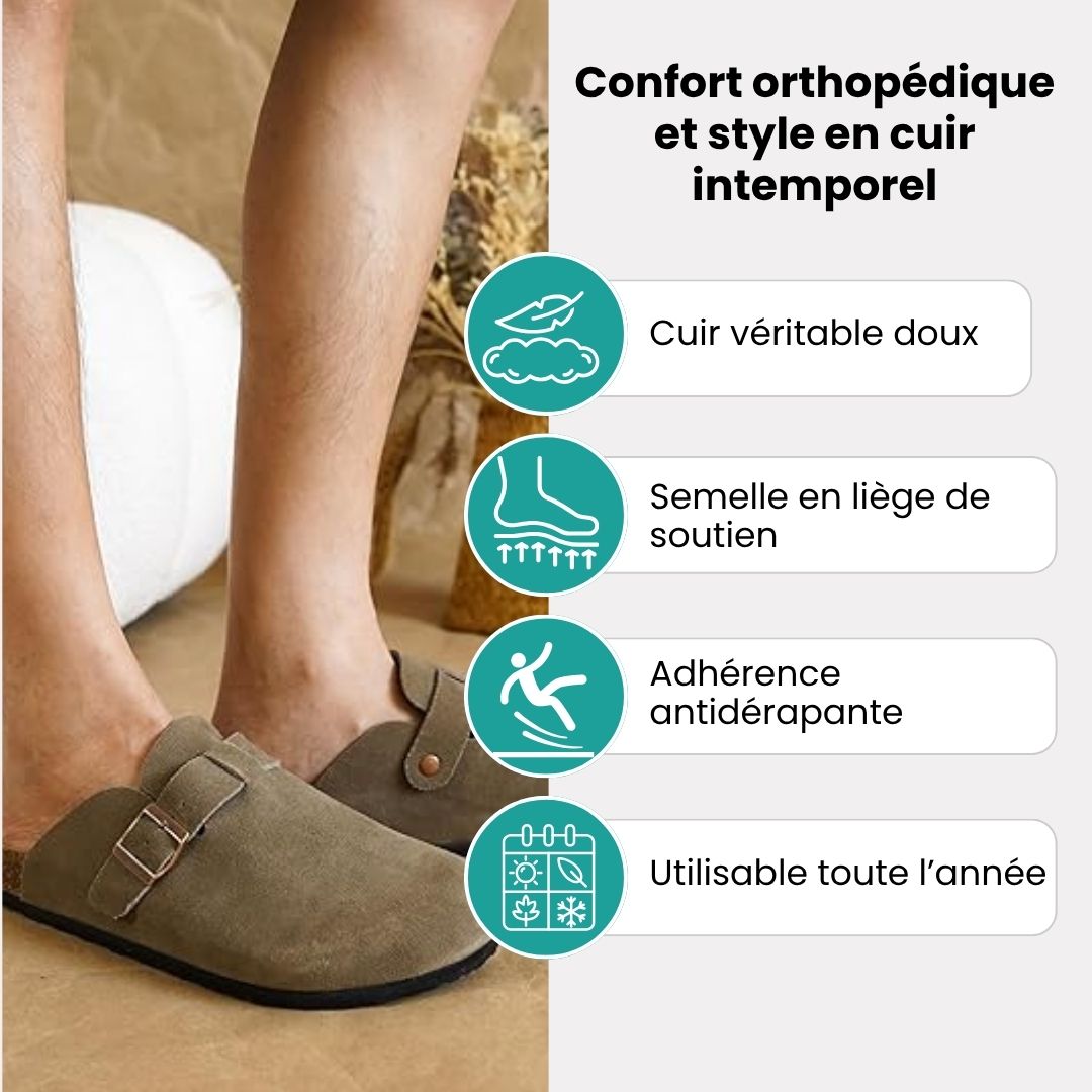 Mules en cuir avec semelle en liège - Semello.fr