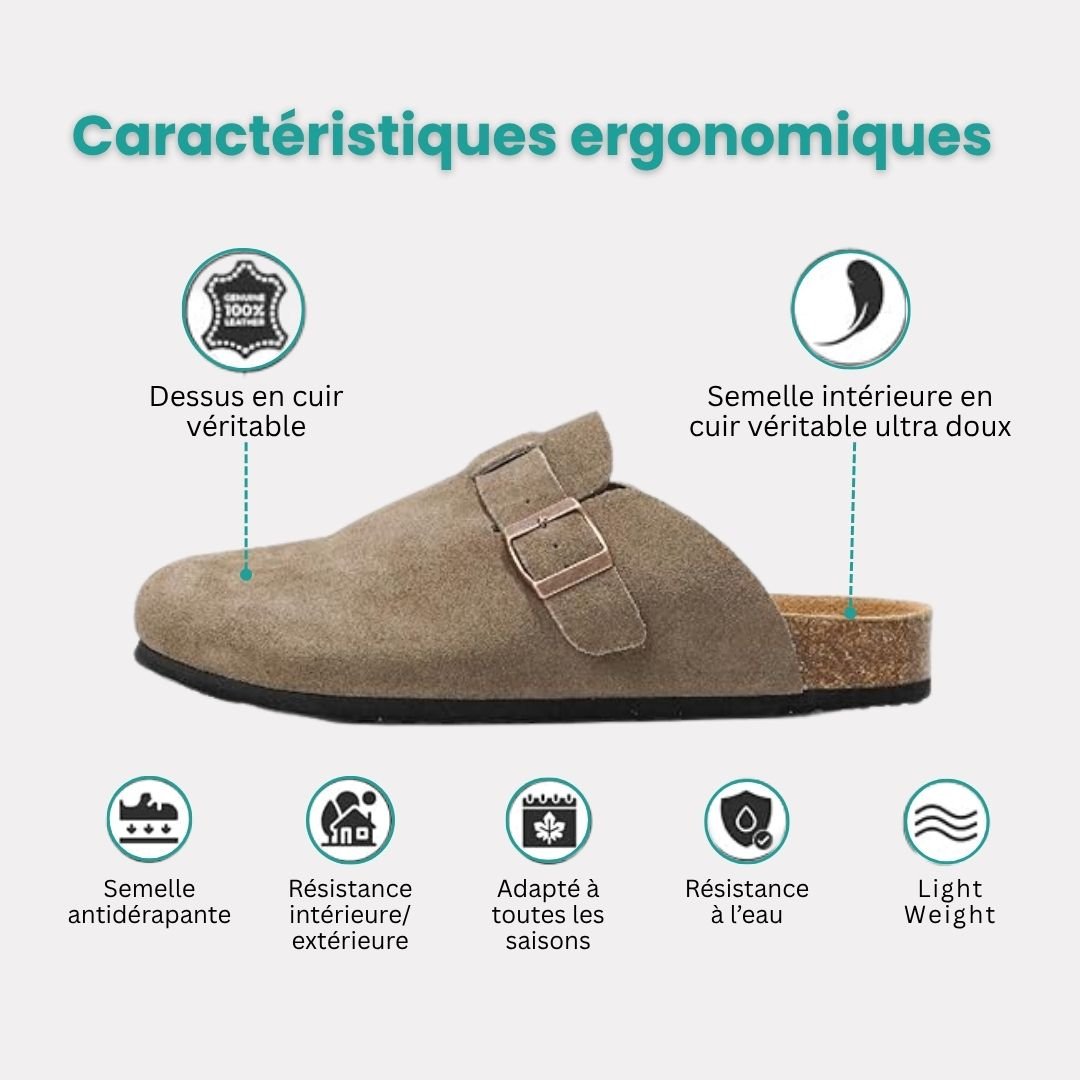 Mules en cuir avec semelle en liège - Semello.fr