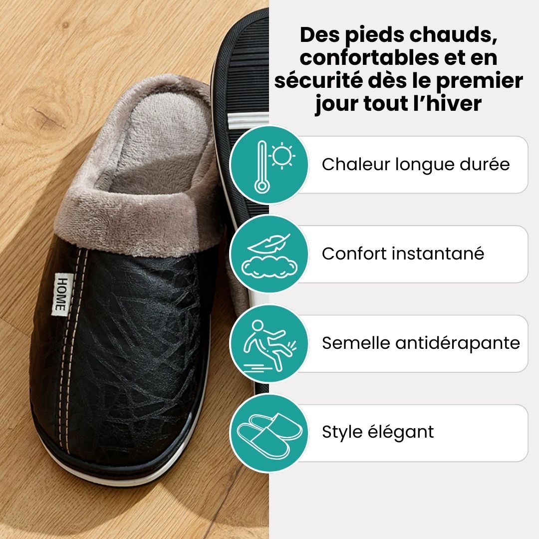 Pantoufles Grande Taille en Cuir Homme | Élégance & Isolation - Semello.fr
