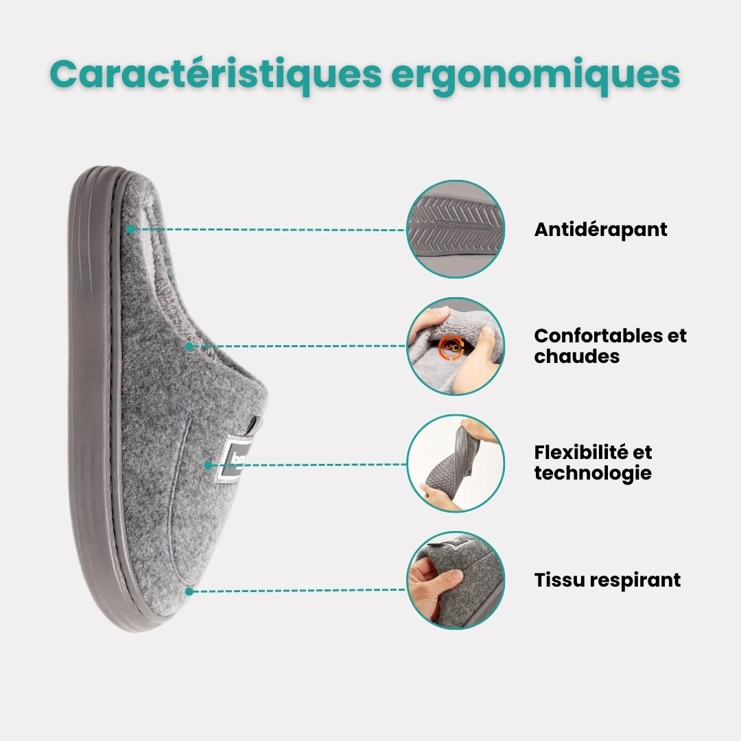 Pantoufles grande taille mémoire de forme | Chaleur et maintien XXL - Semello.fr